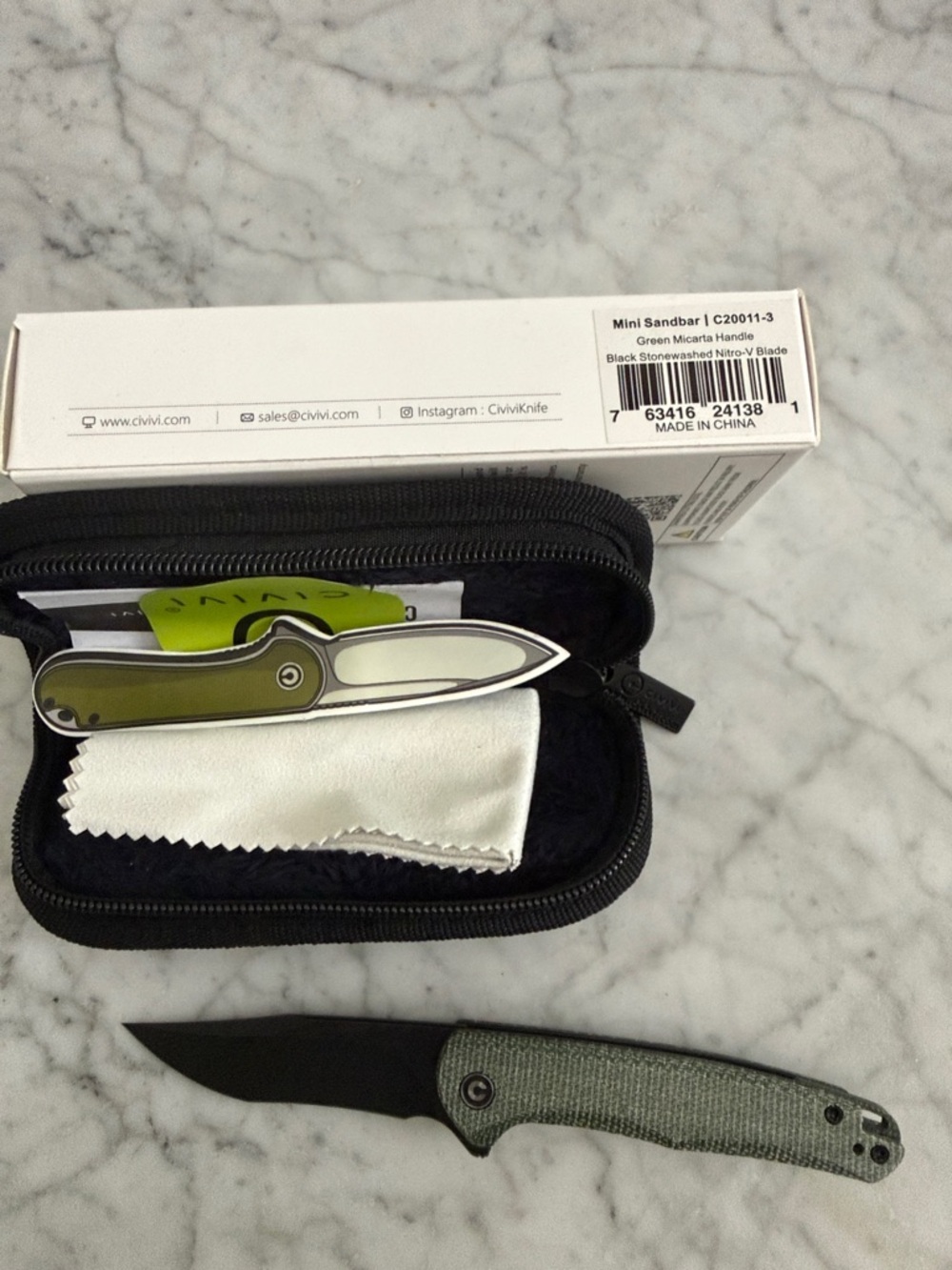 ViVI Mini Sandbar Green Micarta Folding Knife - Green